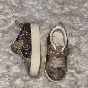 Carter's Tan and Gold Glitter Sneakers with Velcro Closure